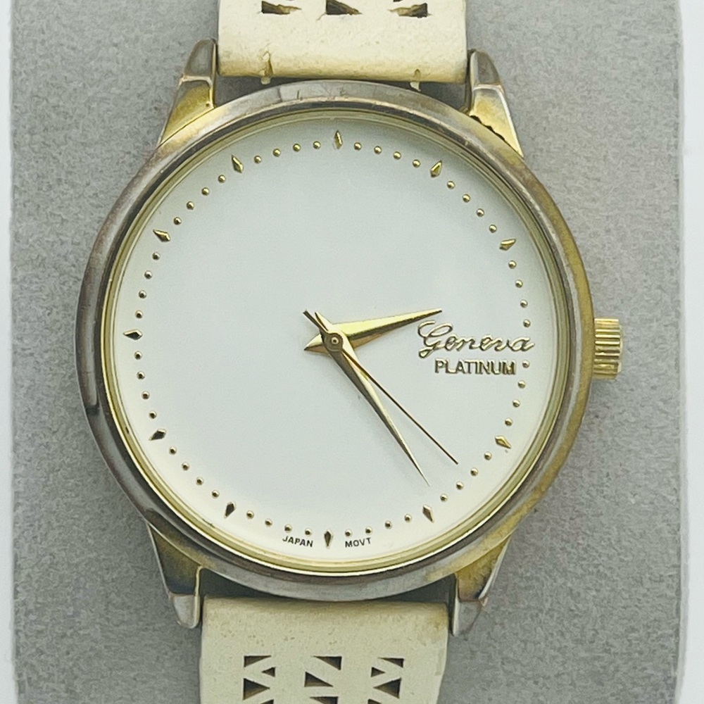 Geneva platinum watch 37mm size case and 19cm wrist band sizable  SKU 201